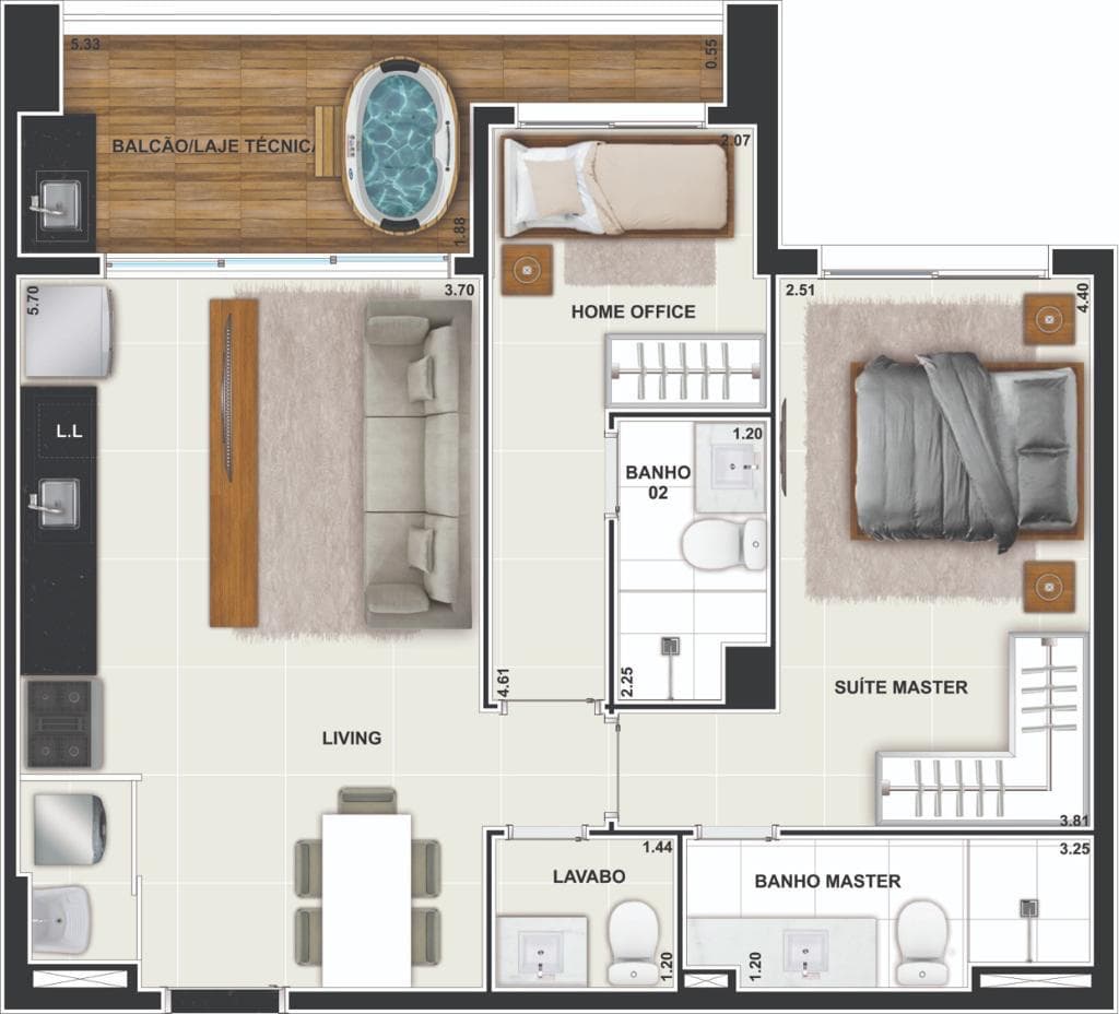 APARTAMENTO 2 SUITES + LAVABO - SETOR BUENO - HUB COMPACT LIFE