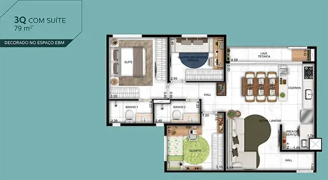Apartamento Setor Bueno 3 Quartos com Suíte – 79m²- Wish Trinta e Sete